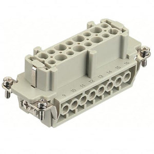 9330162711 - HEAVY DUTY CONNECTOR, 16+PE SIGNAL, UL508, HAN E SERIES, INSERT, 16 CONTACTS, 16B, RECEPTACLE